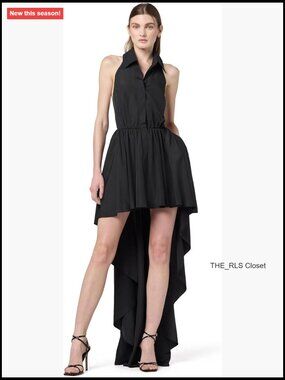 Hi Low Halter Flared Dress with Velcro Closure, 100% Polyester
